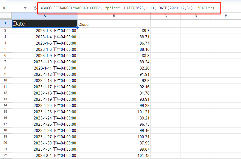 google finance api查询股票历史行情数据